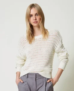 Pullover Mit Durchbruchmuster Und Pailletten