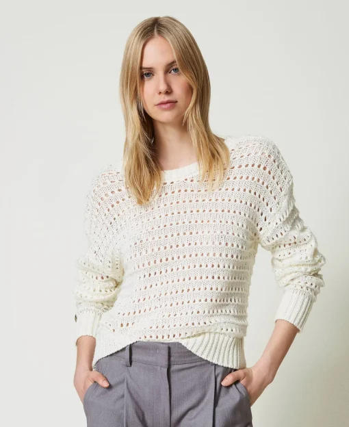 Pullover Mit Durchbruchmuster Und Pailletten