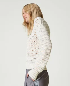 Pullover Mit Durchbruchmuster Und Pailletten