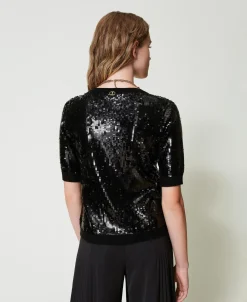 Pullover Mit Ganzflächig Aufgestickten Pailletten