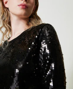 Pullover Mit Ganzflächig Aufgestickten Pailletten