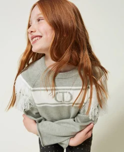 Pullover Mit Oval T Aus Jacquard Und Fransen