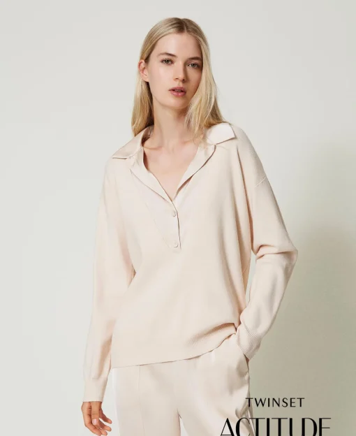 Pullover Mit Satinkragen