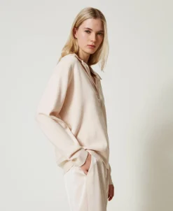 Pullover Mit Satinkragen