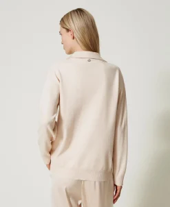 Pullover Mit Satinkragen