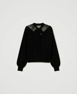 Pullover Mit Spitze Und Schleife