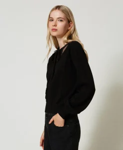 Pullover Mit Spitze Und Schleife