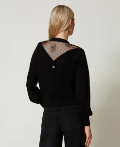 Pullover Mit Spitze Und Schleife