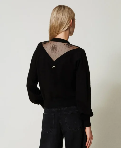 Pullover Mit Spitze Und Schleife