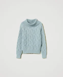 Pullover Mit Zopfmuster Und Maxikragen