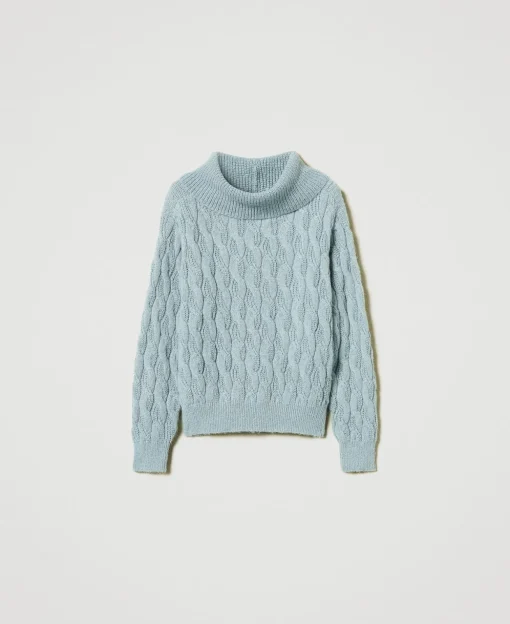 Pullover Mit Zopfmuster Und Maxikragen