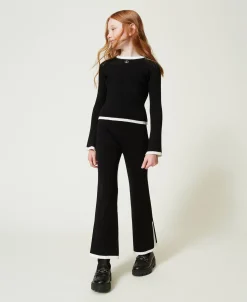 Pullover Und Weite Hose Mit Rippenmuster