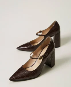 Pumps Mit Krokoprägung