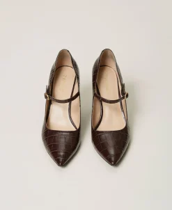 Pumps Mit Krokoprägung