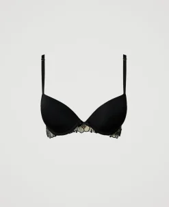 Push-up-BH Aus Besticktem Tüll Und Charmeuse