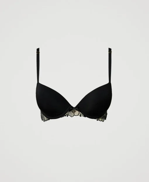 Push-up-BH Aus Besticktem Tüll Und Charmeuse