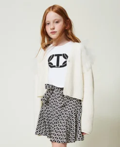Regular-Fit-Cardigan Mit Tüllvolants