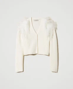 Regular-Fit-Cardigan Mit Tüllvolants
