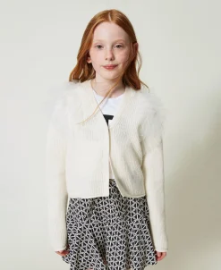 Regular-Fit-Cardigan Mit Tüllvolants
