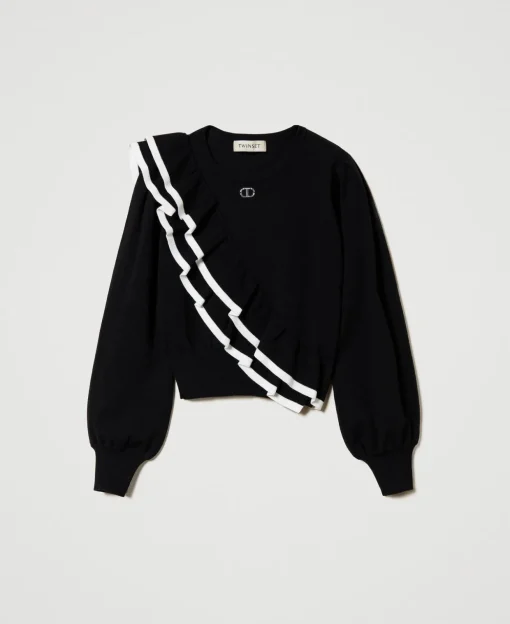 Regular-Fit-Pullover Mit Doppelvolant
