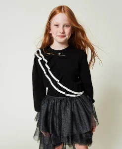 Regular-Fit-Pullover Mit Doppelvolant