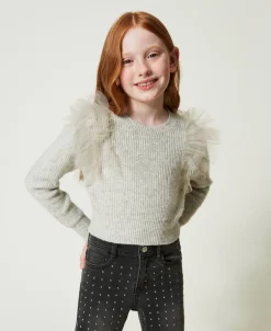 Regular-Fit-Pullover Mit Tüllvolants