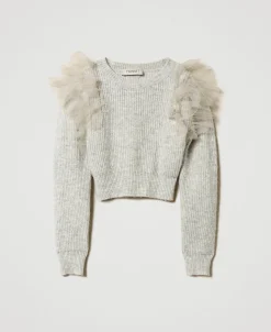 Regular-Fit-Pullover Mit Tüllvolants