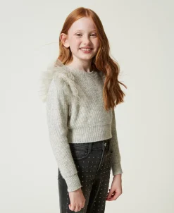 Regular-Fit-Pullover Mit Tüllvolants