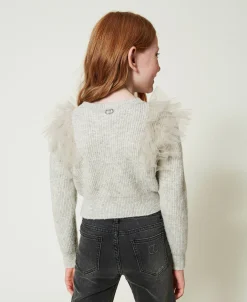Regular-Fit-Pullover Mit Tüllvolants