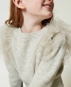 Regular-Fit-Pullover Mit Tüllvolants