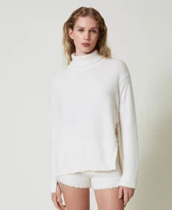 Rollkragenpullover Aus Angoramischung Mit Perlen