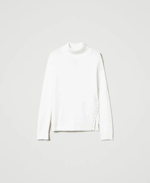 Rollkragenpullover Aus Angoramischung Mit Perlen