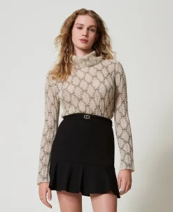Rollkragenpullover Aus Mohairmischung Mit Print