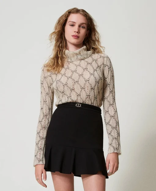 Rollkragenpullover Aus Mohairmischung Mit Print
