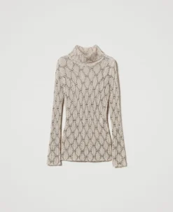 Rollkragenpullover Aus Mohairmischung Mit Print