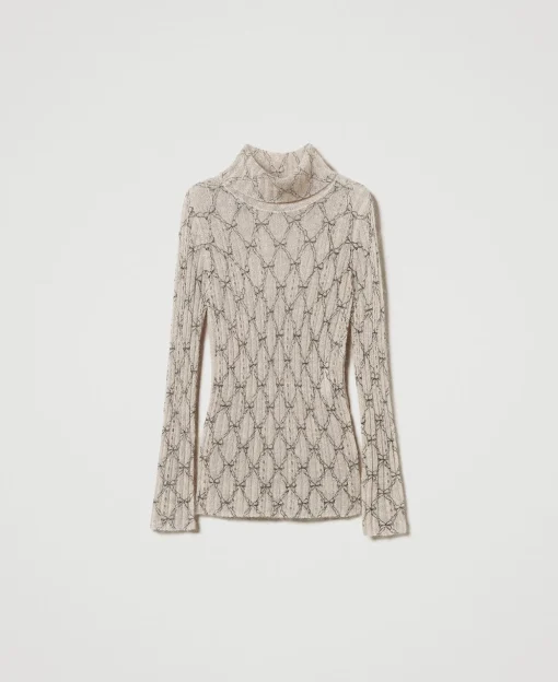 Rollkragenpullover Aus Mohairmischung Mit Print