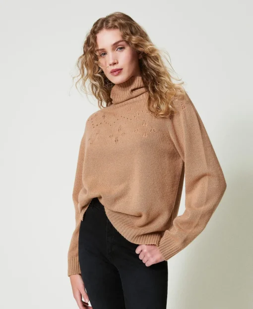 Rollkragenpullover Aus Wolle-Lurex-Mischung