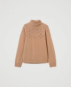 Rollkragenpullover Aus Wolle-Lurex-Mischung