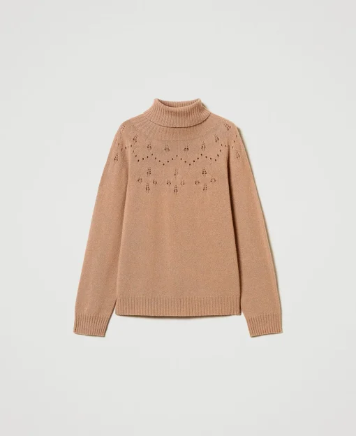 Rollkragenpullover Aus Wolle-Lurex-Mischung