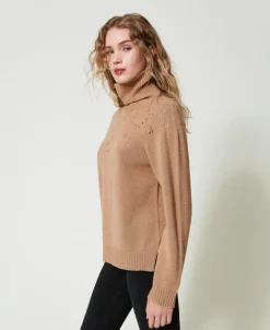Rollkragenpullover Aus Wolle-Lurex-Mischung
