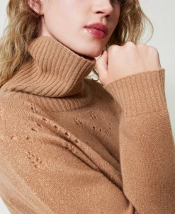 Rollkragenpullover Aus Wolle-Lurex-Mischung