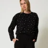 Rundhalssweatshirt Mit Perlen