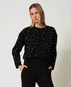 Rundhalssweatshirt Mit Perlen