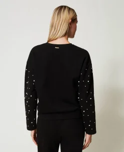 Rundhalssweatshirt Mit Perlen