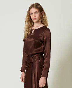 Satinbluse Mit Oval T