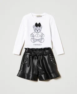 Shirt Mit Print Und Volantshorts