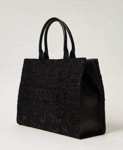 Shopper „Victoria“ Mit Stickereien Und Logo