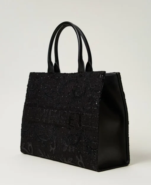 Shopper „Victoria“ Mit Stickereien Und Logo
