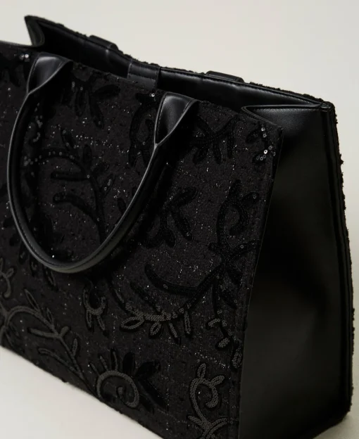 Shopper „Victoria“ Mit Stickereien Und Logo