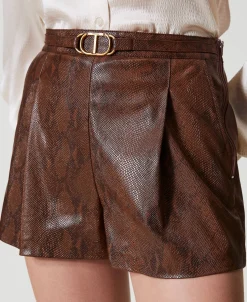 Shorts Aus Eidechsenlederimitat